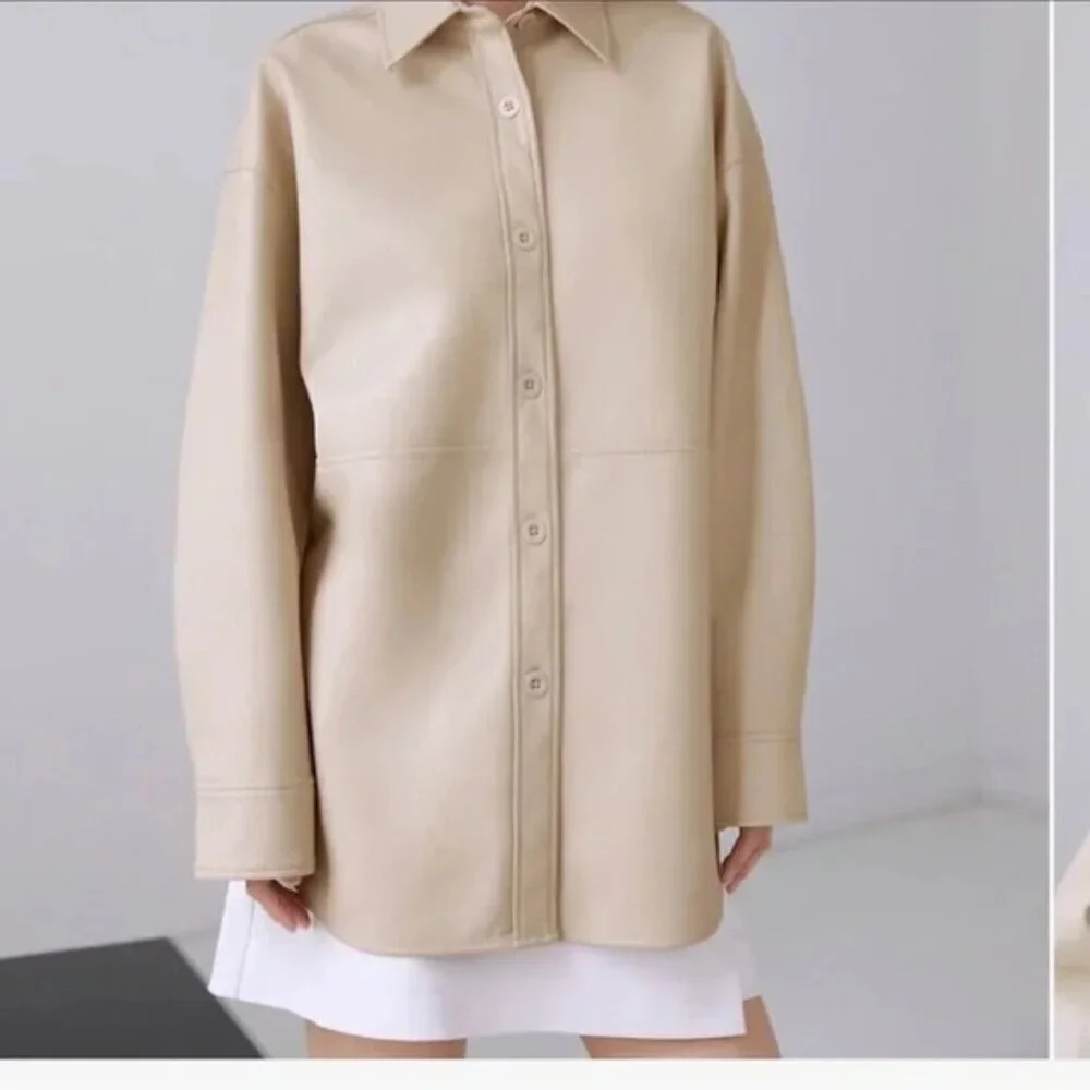 Aritzia Babaton Pelli Faux Leather Vegan Shirt  Jacket Size Small